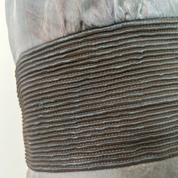 Carmen Marc Valvo Silk Halter Dress Size 6 Gray Whimsigoth Y2K Empire Waist - Picture 5 of 15